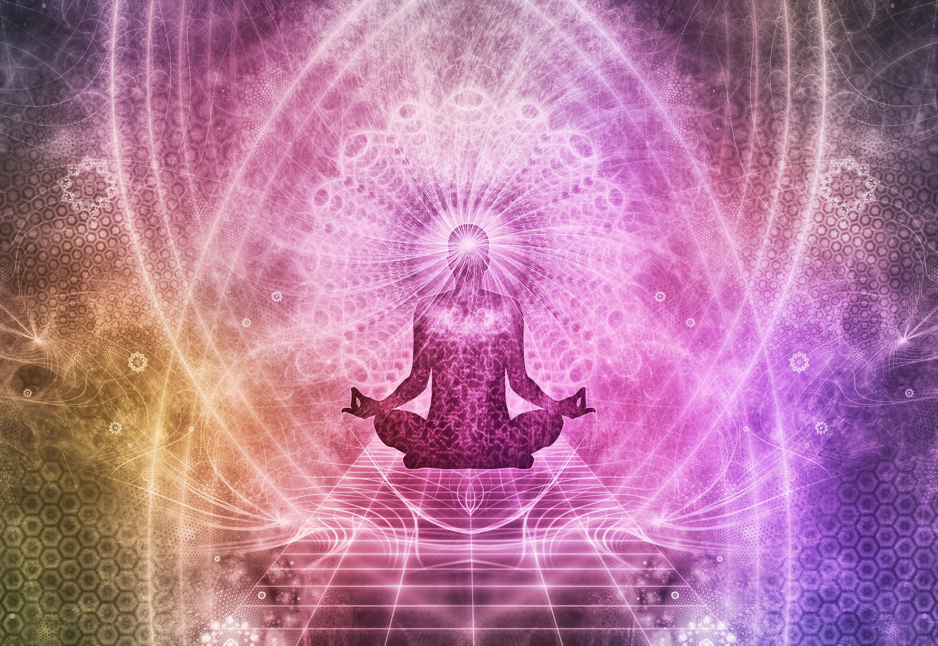 Artistic image of a person meditating.